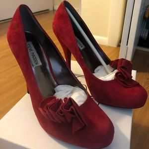 Red suede Steve Madden hidden platform heels